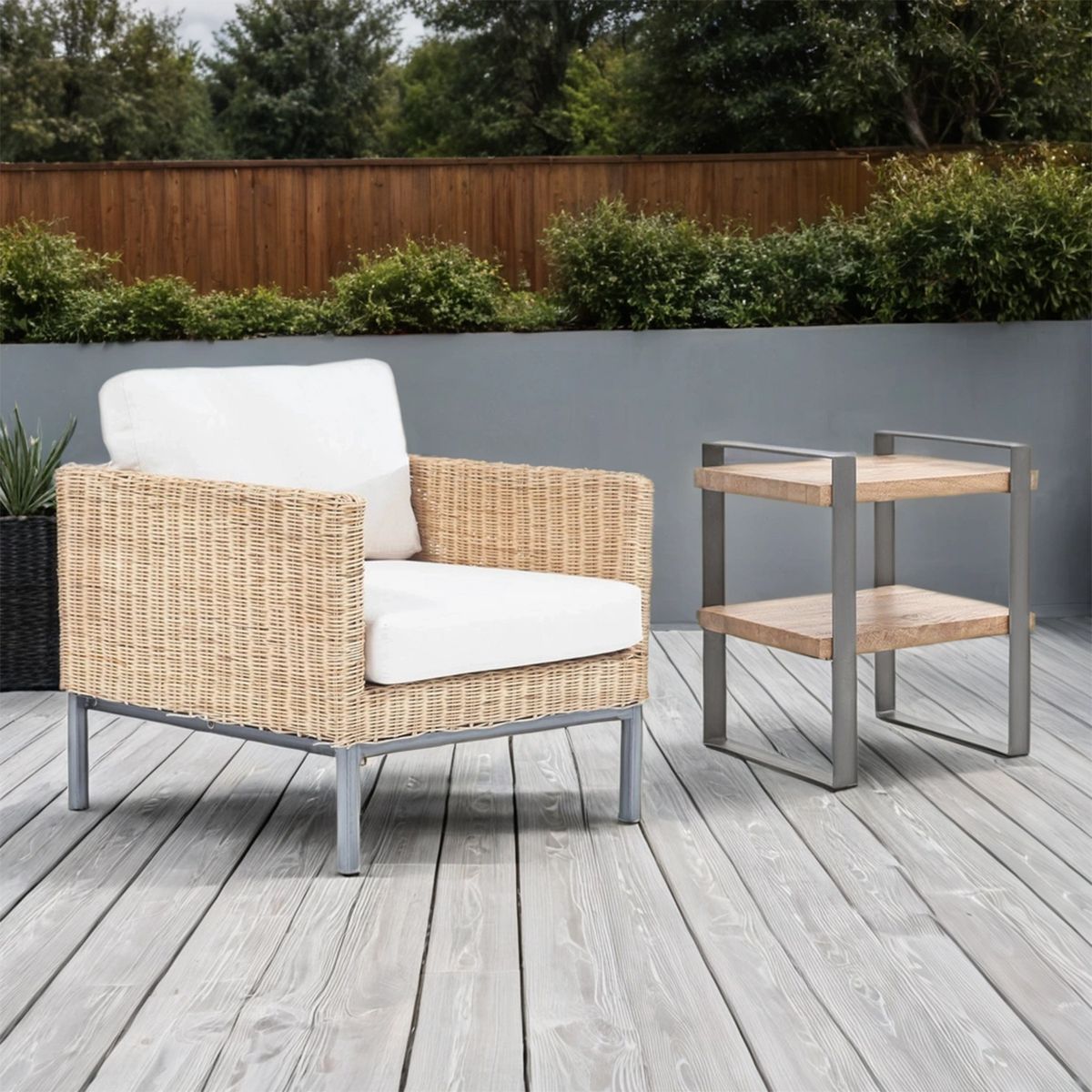 BASEMENT HOME - Sofá de Terraza Gobi 1 Cuerpo con Mesa Lateral