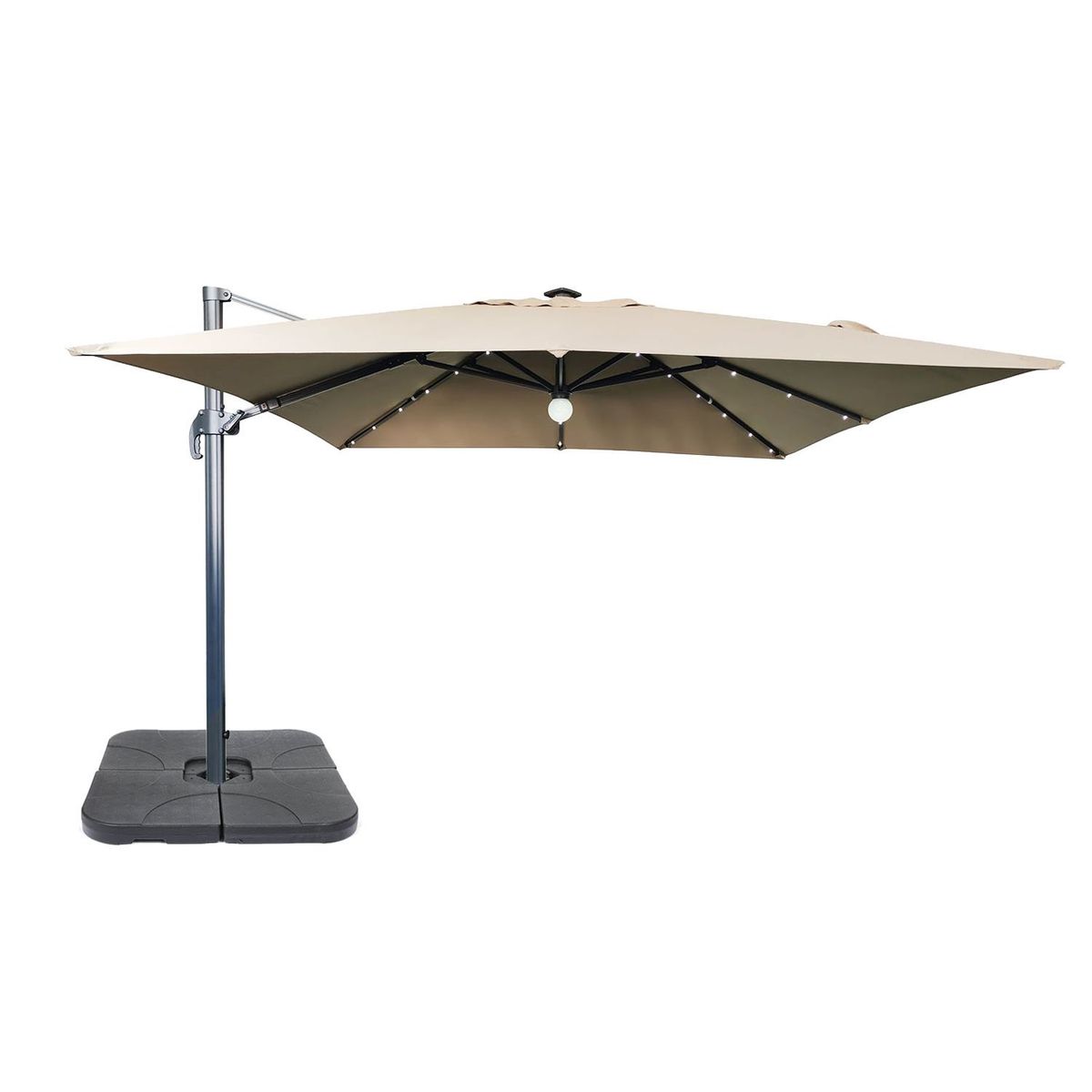 BASEMENT HOME - Sombrilla Plegable Ibiza 3m con Panel Solar con Base