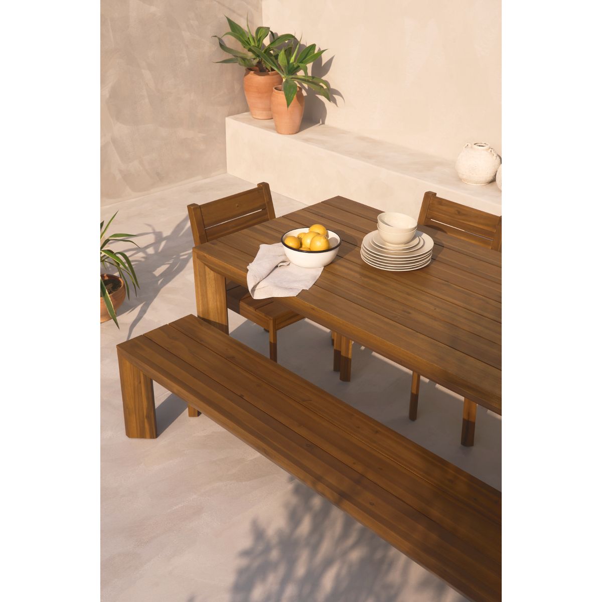 BASEMENT HOME - Juego de Comedor de Terraza Porto Mink 2 Sillas + 2 Sillas con Brazo + Banqueta