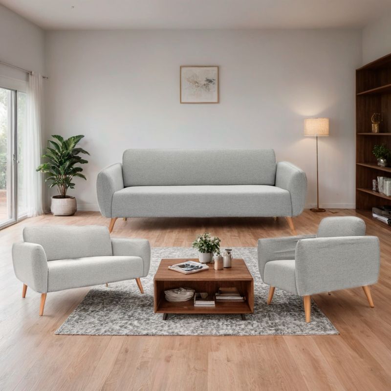 AMBIENTA - Juego de Sala Eva 3-2-1 Cuerpos Gris