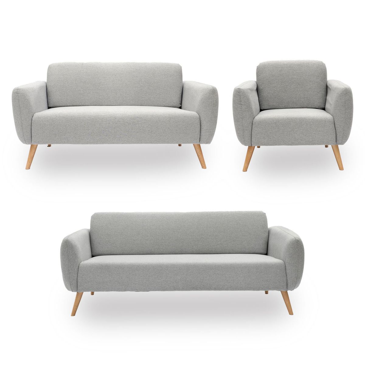 AMBIENTA - Juego de Sala Eva 3-2-1 Cuerpos Gris