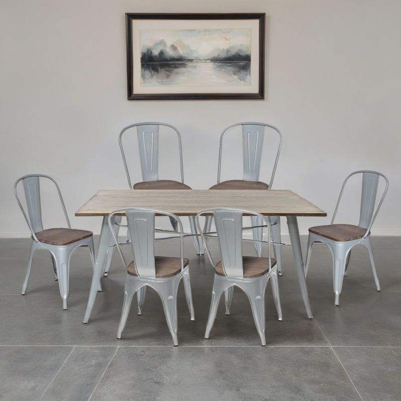 MICA - Juego de Comedor Alton 6 Sillas Gris - Madera