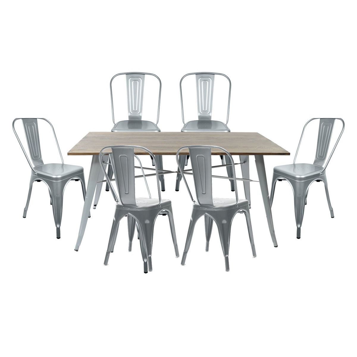 MICA - Juego de Comedor Alton 6 Sillas Gris