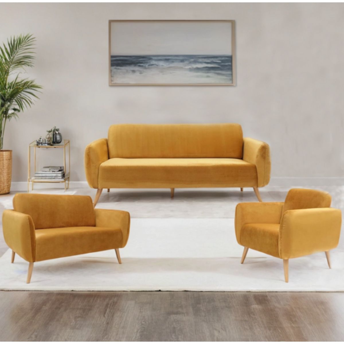 AMBIENTA - Juego de Sala Eva 3-2-1 Cuerpos Mostaza