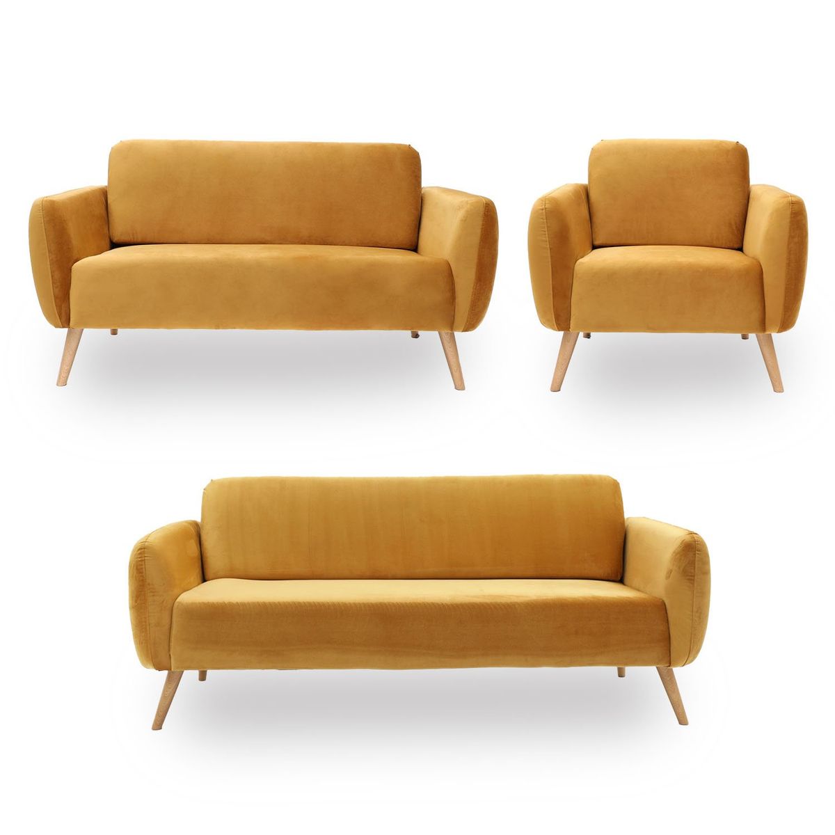 AMBIENTA - Juego de Sala Eva 3-2-1 Cuerpos Mostaza