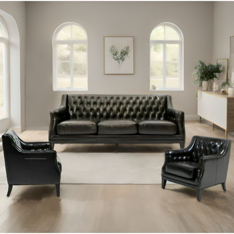 BASEMENT HOME - Juego de Sala Scotland 3-2-1 Cuerpos Cuero Reconstituido