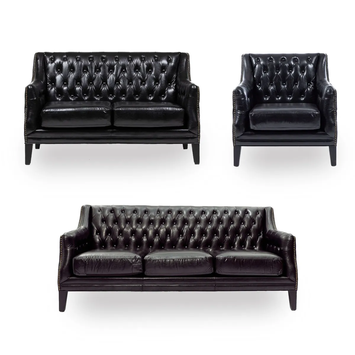 BASEMENT HOME - Juego de Sala Scotland 3-2-1 Cuerpos Cuero Reconstituido