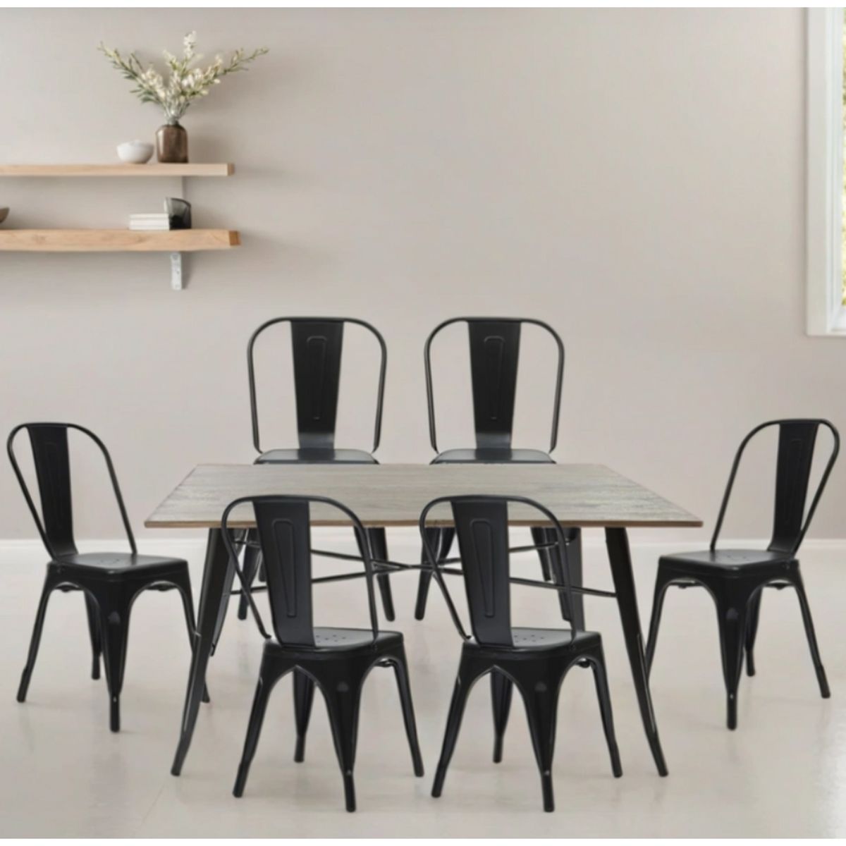 MICA - Juego de Comedor Alton 6 Sillas Negro 