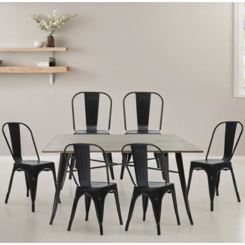 MICA - Juego de Comedor Alton 6 Sillas Negro 