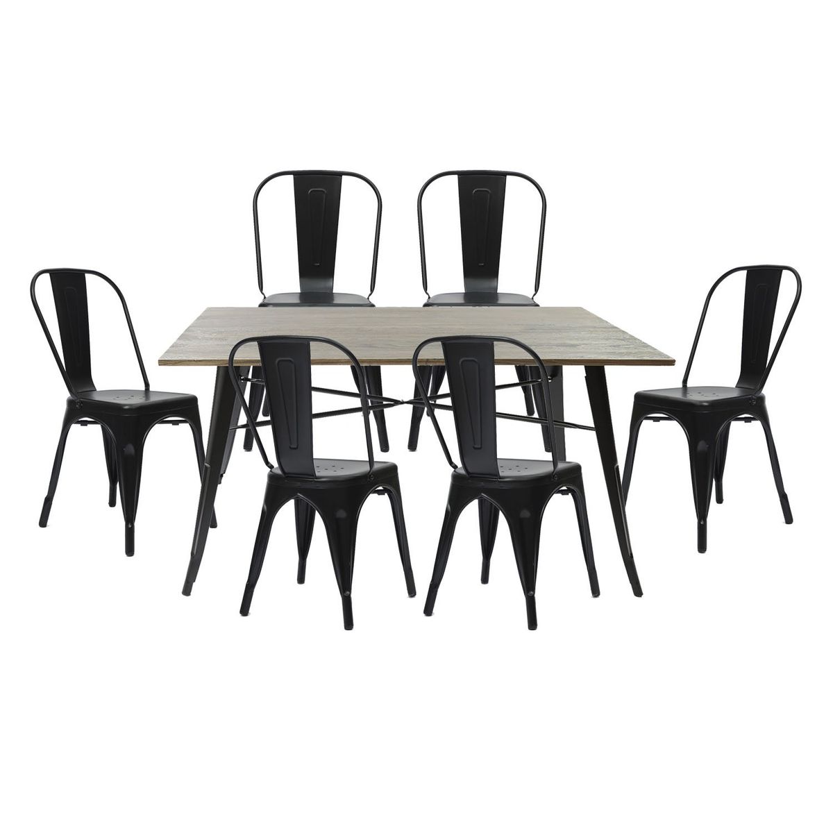 MICA - Juego de Comedor Alton 6 Sillas Negro 