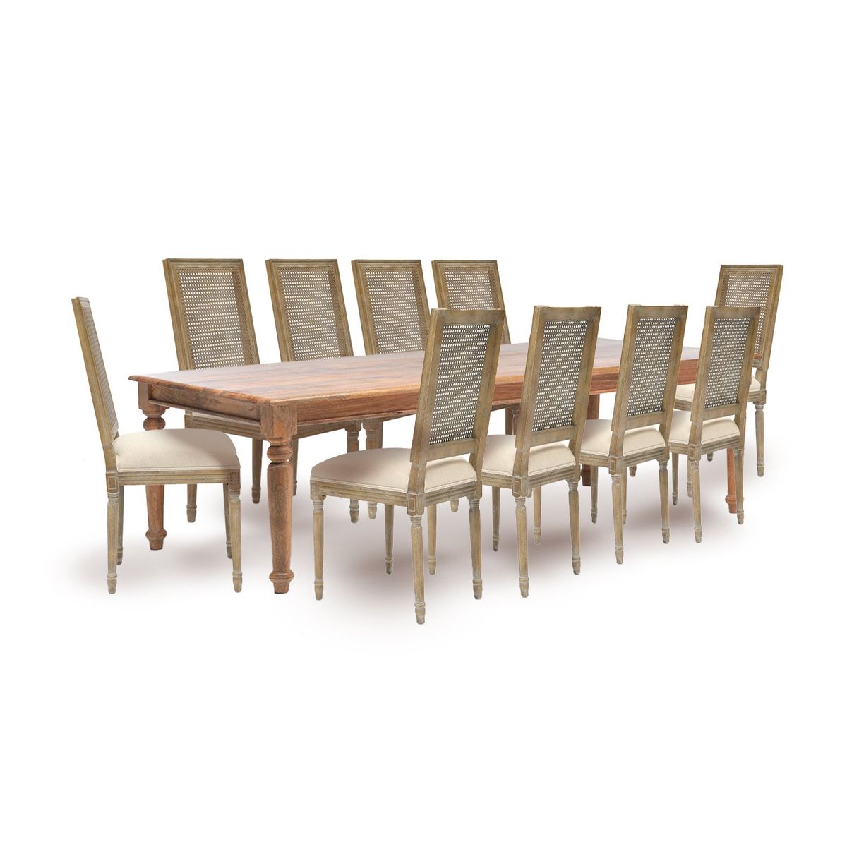 ROBERTA ALLEN - Juego de Comedor Chennai Cannes 10 Sillas Rectangular Beige