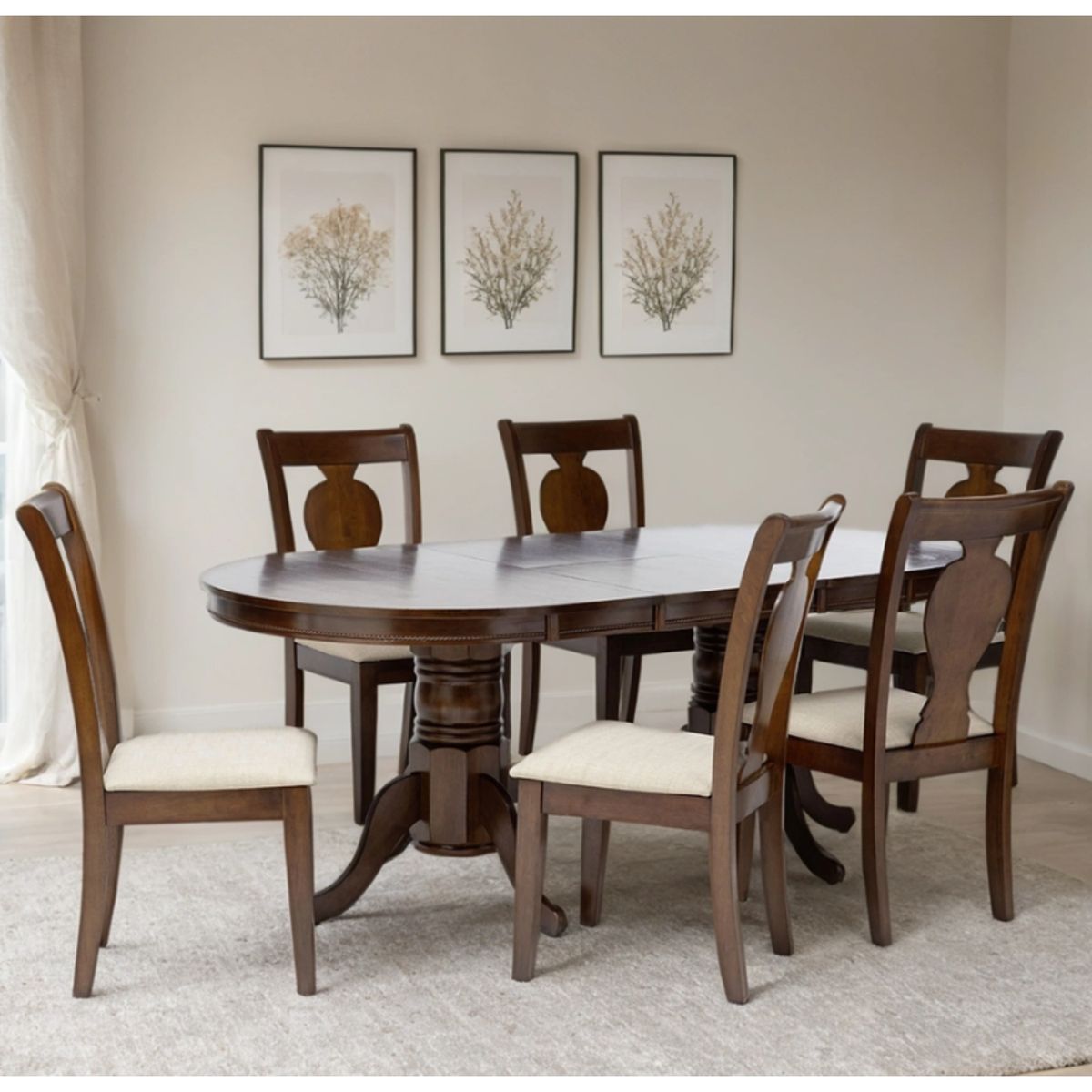 ROBERTA ALLEN - Juego de Comedor Extensible Valerie Ovalado 6 Sillas