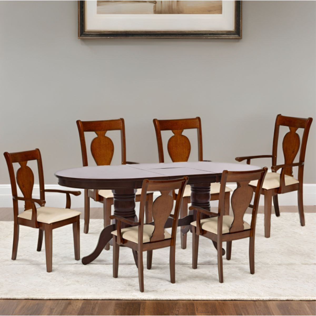 ROBERTA ALLEN - Juego de Comedor Extensible Valerie Ovalado 6 Sillas con Brazo