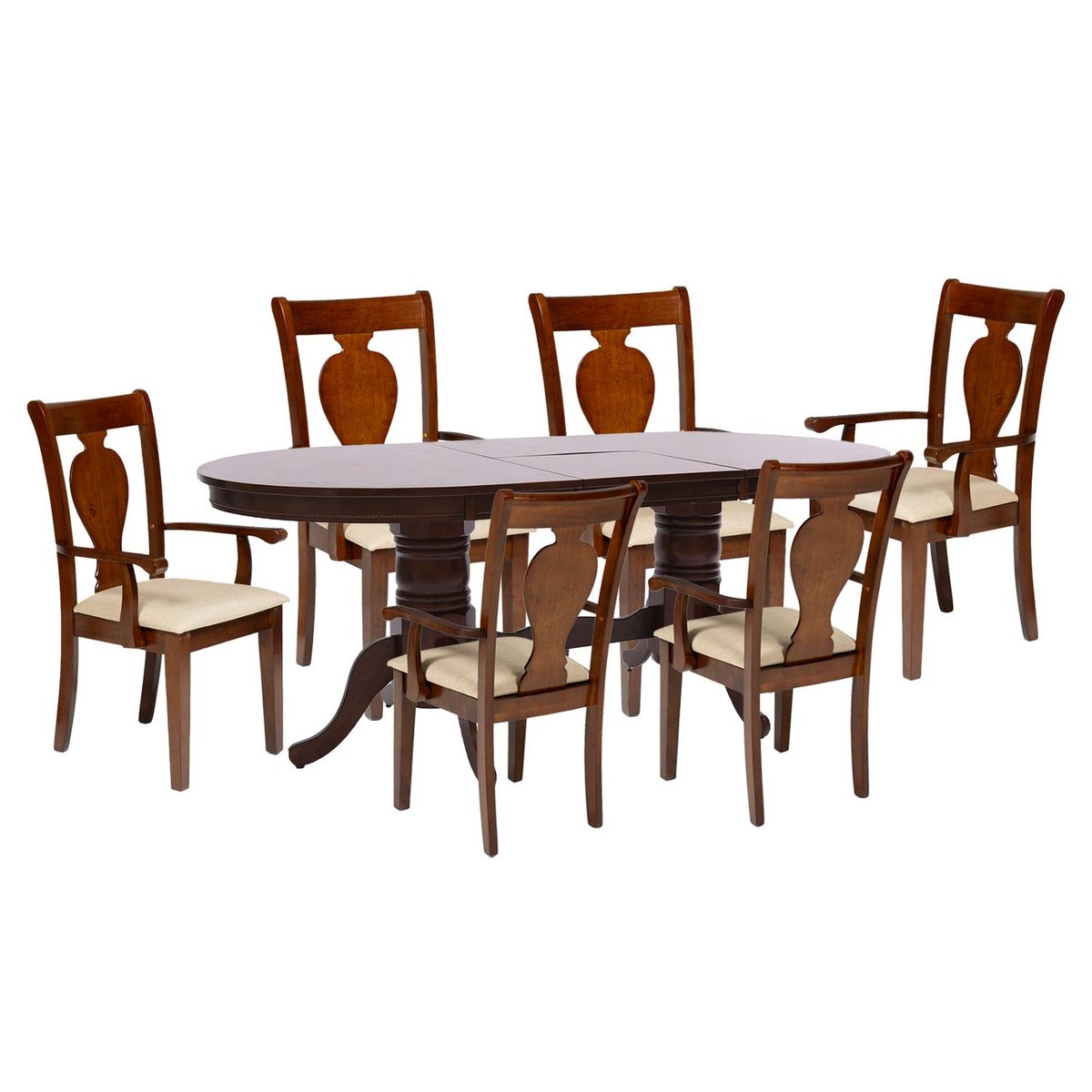 ROBERTA ALLEN - Juego de Comedor Extensible Valerie Ovalado 6 Sillas con Brazo