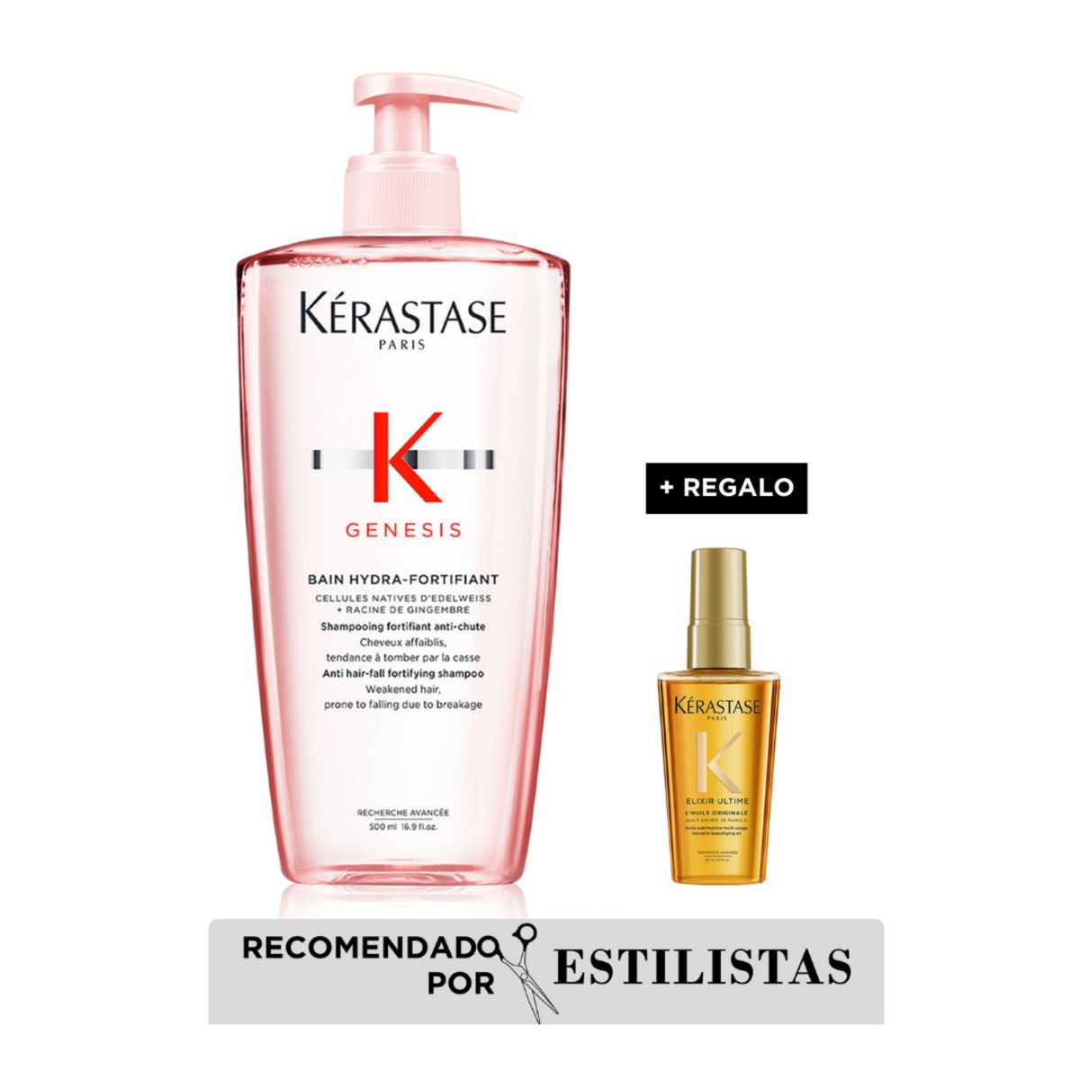 KERASTASE - Shampoo Para Cabello Con Tendencia A La Caída Genesis 500ml + Elixir Ultime 50 Ml 
