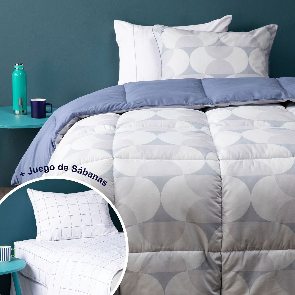 BENETTON - Juego de Cama: Edredón Ludovico + Juego de Sábanas Andre Benetton