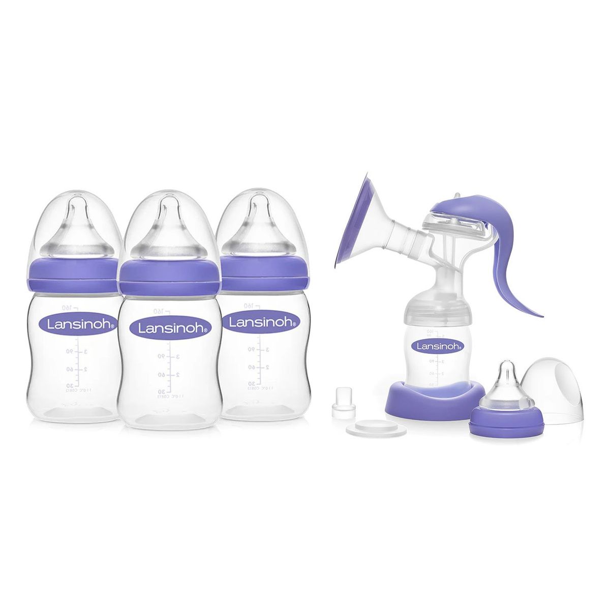 LANSINOH - Extractor Manual + Biberones 5oz 3 unid