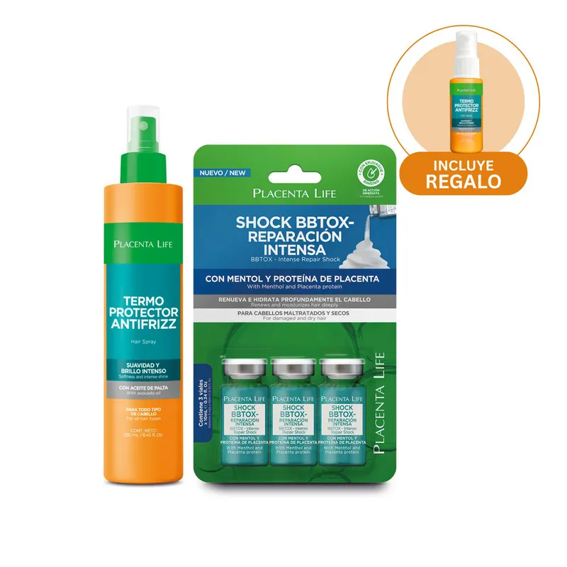 PLACENTA LIFE - Pack Shock Reparacion Intensa + Termoprotector  Placenta Life