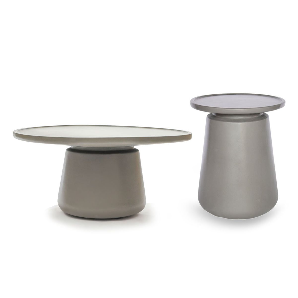 BASEMENT HOME - Set x2 Mesas de Terraza Cairo Gris Cemento Liviano: Mesa de Centro + Lateral