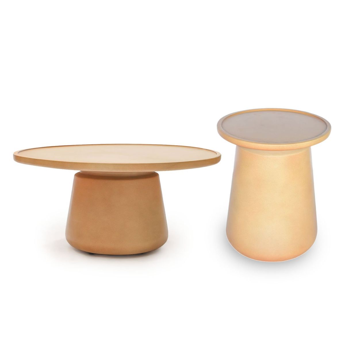 BASEMENT HOME - Set x2 Mesas de Terraza Cairo Natural Cemento Liviano: Mesa de Centro + Lateral