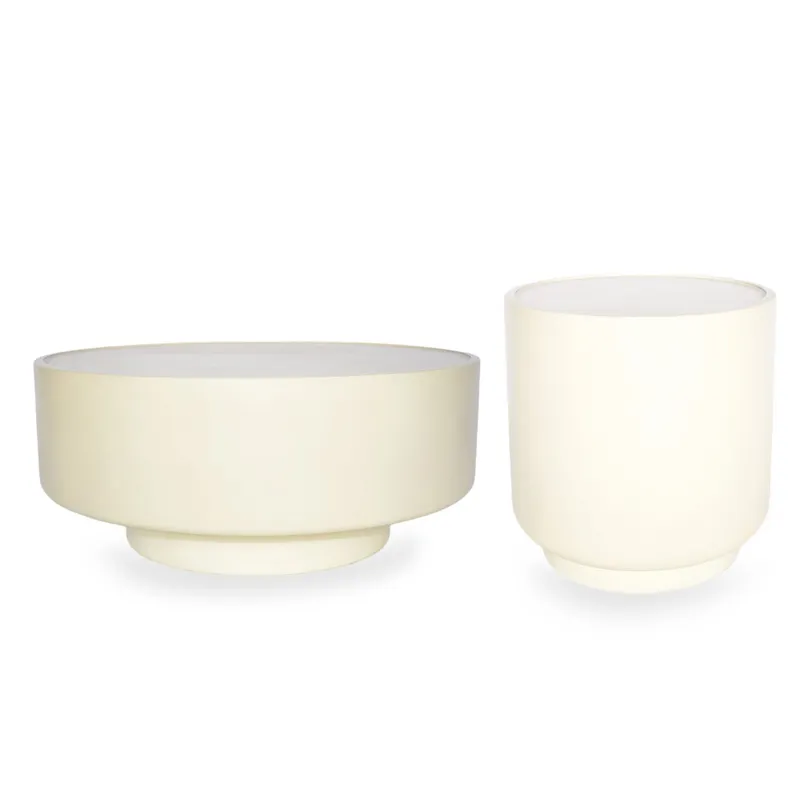 BASEMENT HOME - Set x2 Mesas de Terraza Luna Cemento Liviano: Mesa de Centro + Lateral