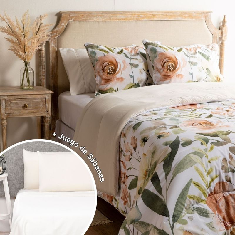 ROBERTA ALLEN - Juego De Cama: Edredón + Juego de Sábanas 200 Hilos 100% Algodón Roberta Allen