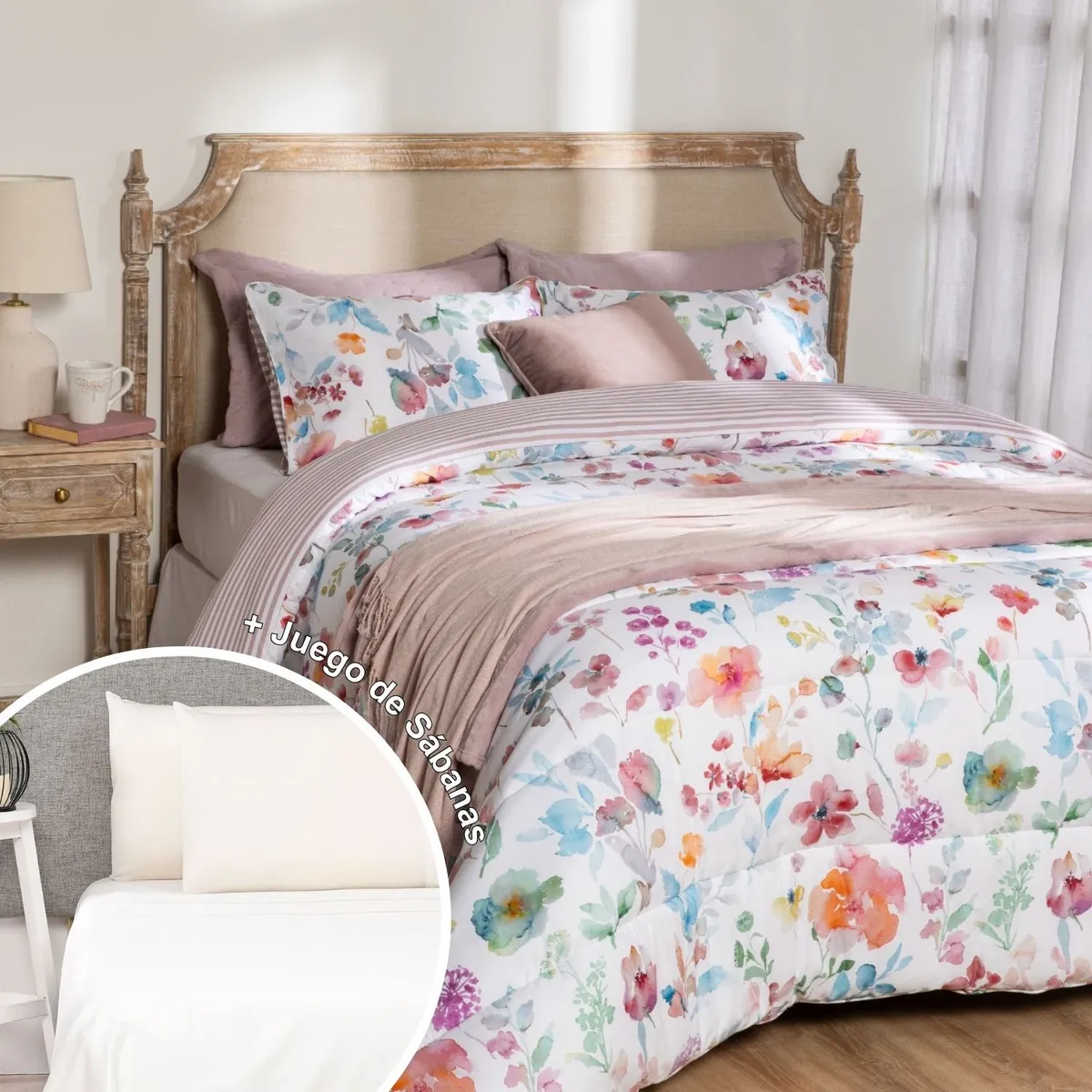 ROBERTA ALLEN - Juego de Cama: Edredón + Juego de Sábanas 200 Hilos 100% Algodón Roberta Allen