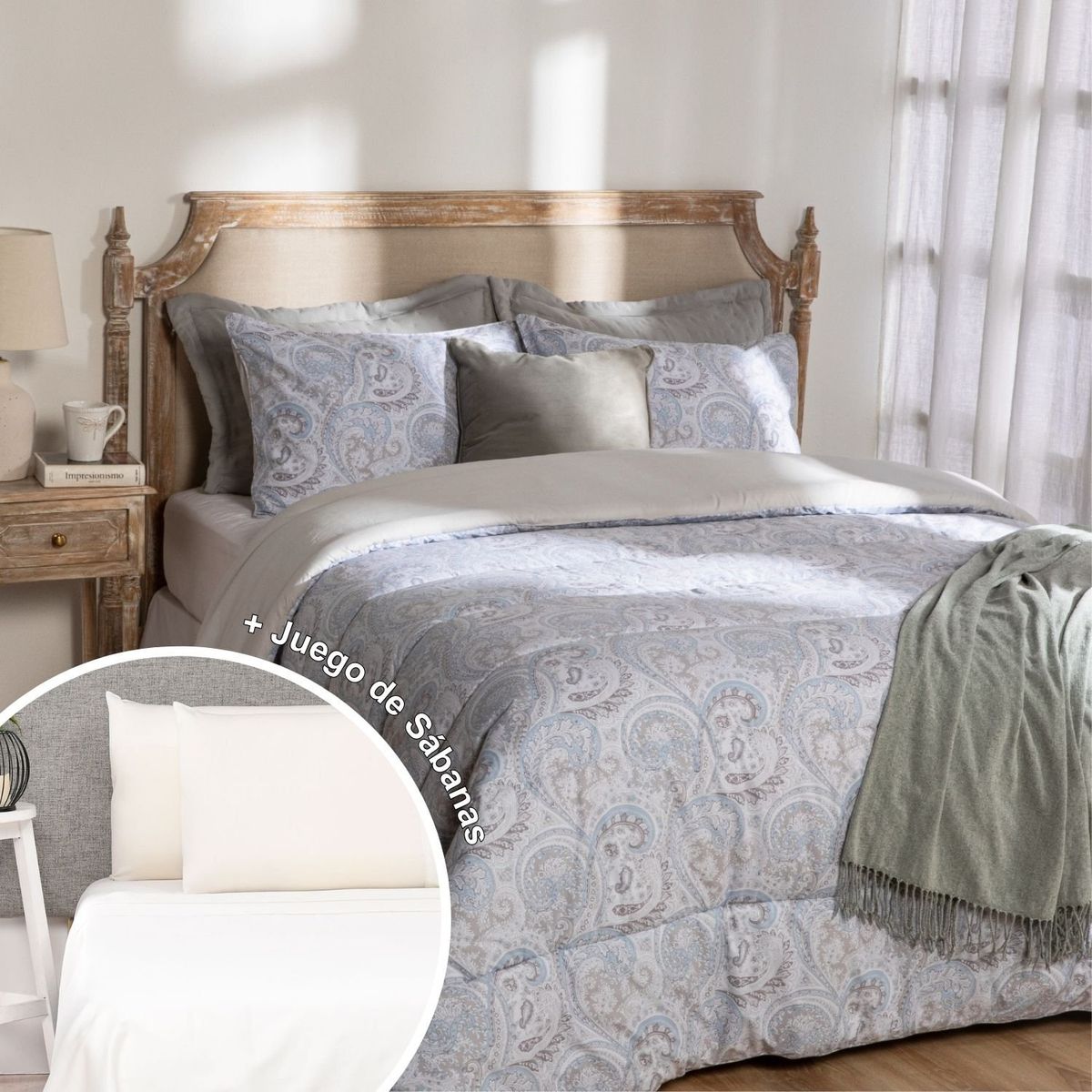 ROBERTA ALLEN - Juego De Cama: Edredón + Juego de Sábanas 200 Hilos 100% Algodón Roberta Allen