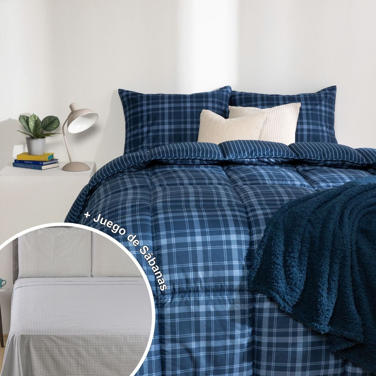 MICA - Juego de Cama: Edredón + Juego de Sábanas 180 Hilos 100% Algodón Mica