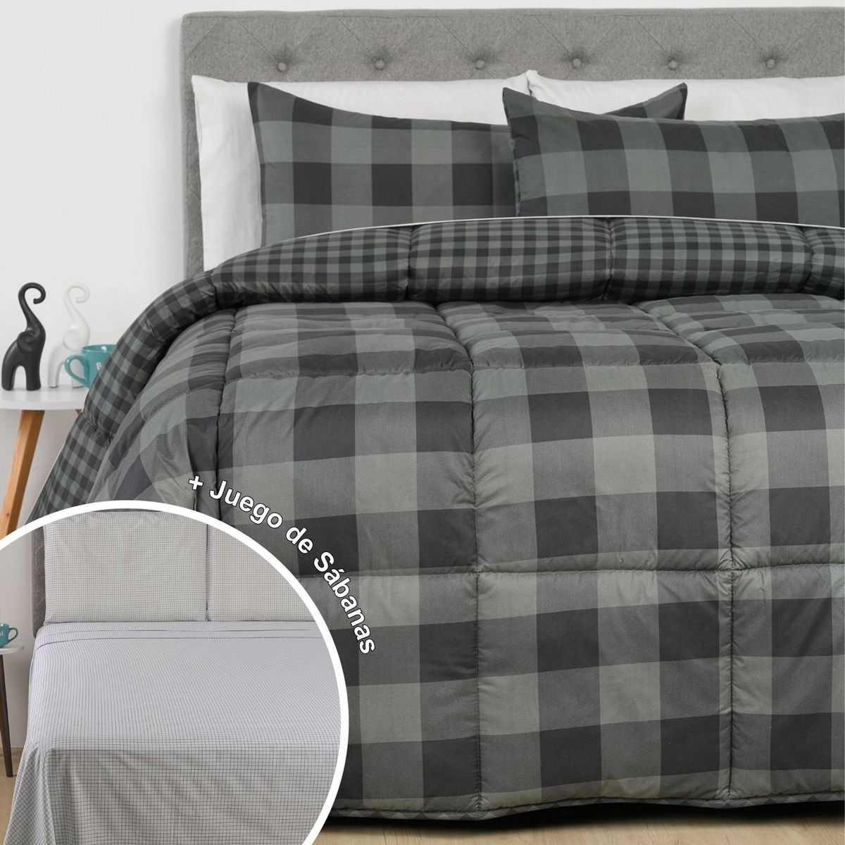 MICA - Juego de Cama: Edredón + Juego de Sábanas 180 Hilos 100% Algodón Mica