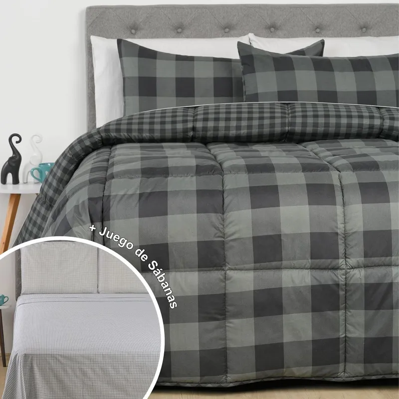 MICA - Juego De Cama: Edredón + Juego de Sábanas 180 Hilos 100% Algodón Mica