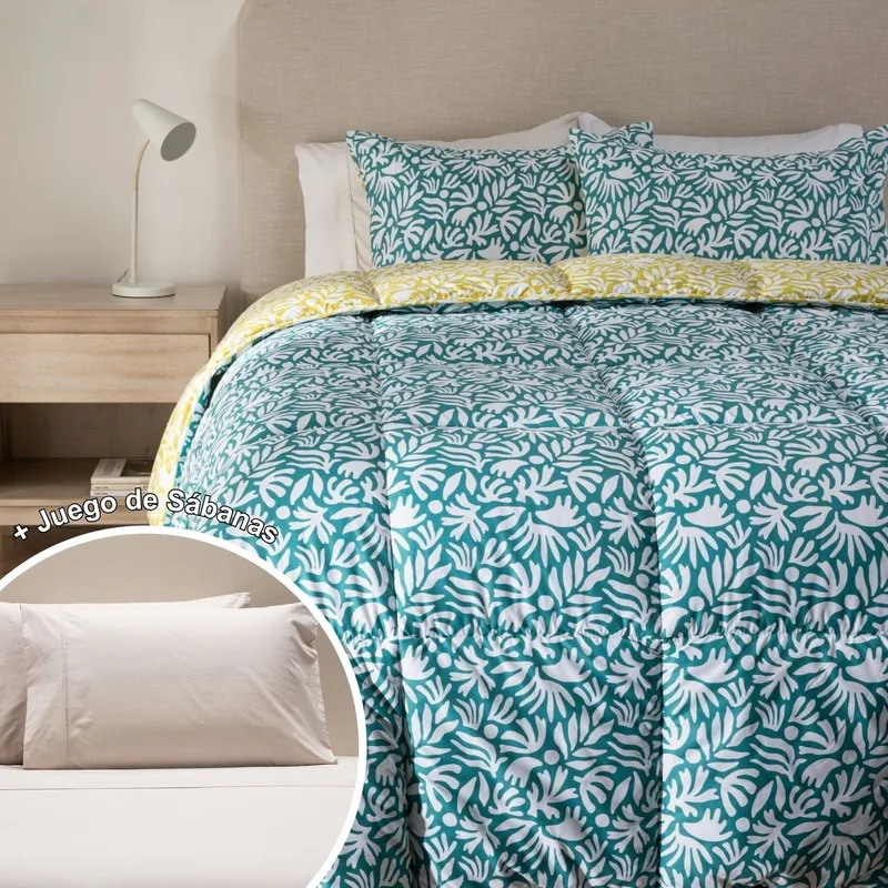 MICA - Juego De Cama: Edredón + Juego de Sábanas 180 Hilos 100% Algodón Mica