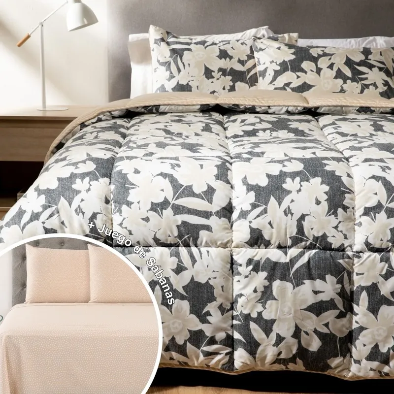 MICA - Juego De Cama: Edredón + Juego de Sábanas 180 Hilos 100% Algodón Mica