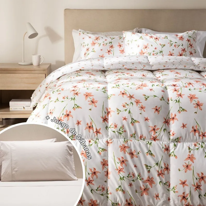 MICA - Juego De Cama: Edredón + Juego de Sábanas 180 Hilos 100% Algodón Mica