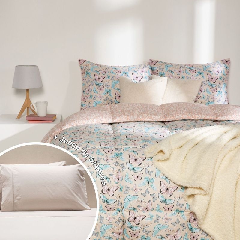 MICA - Juego De Cama: Edredón + Juego de Sábanas 180 Hilos 100% Algodón Mica