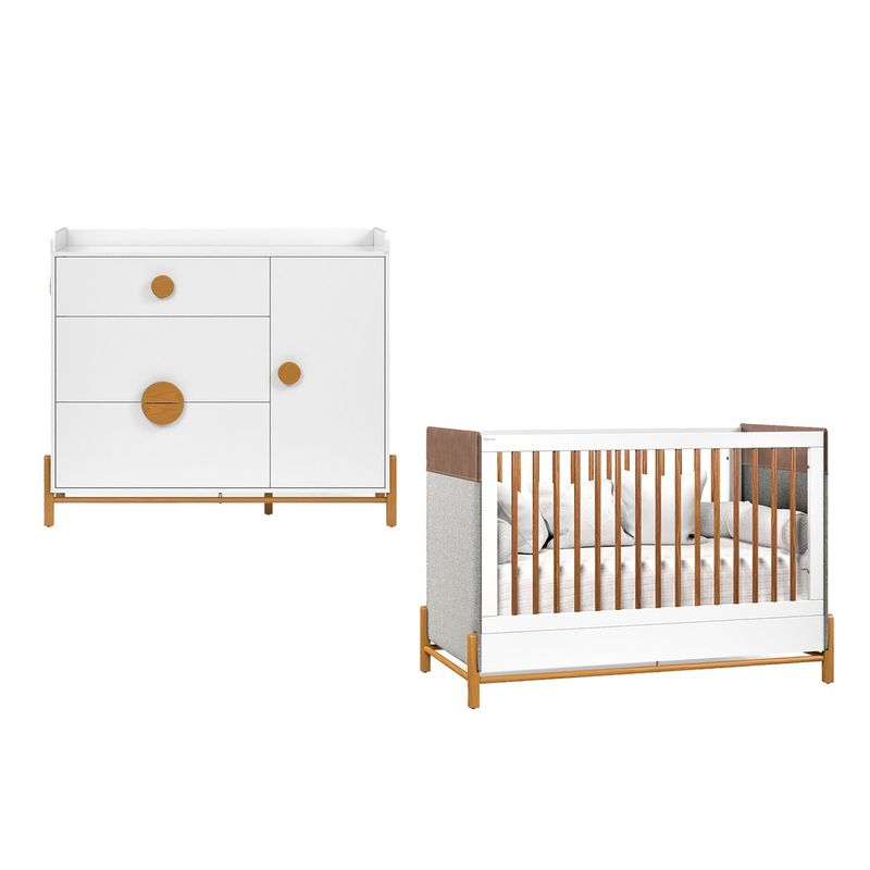 MICA KIDS - Cuna + Cómoda Tessa  Blanco