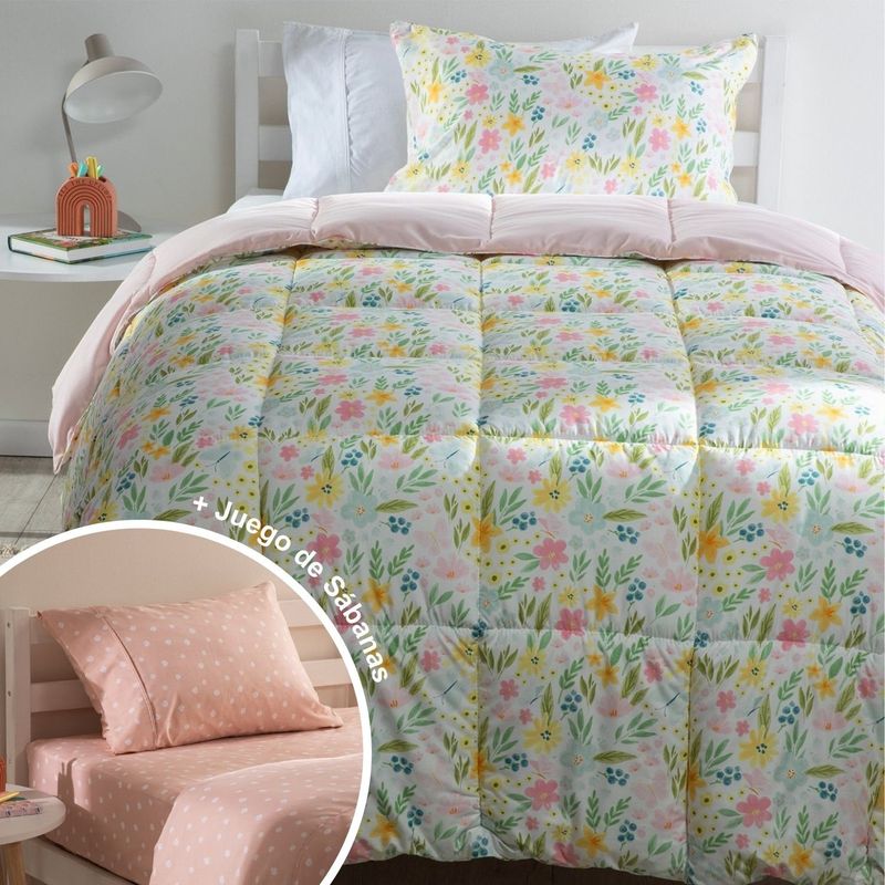 MICA KIDS - Juego De Cama Infantil: Edredón + Juego de Sábanas Poppy Mica Kids