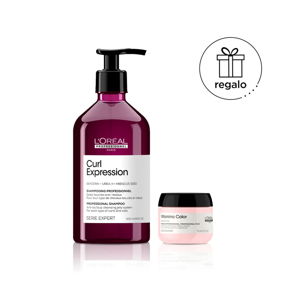 LOREAL PROFESSIONNEL - Shampoo Gel Curl Expression 500 ML para rizos definidos + Mascarilla Vitamino Color 75 ml
