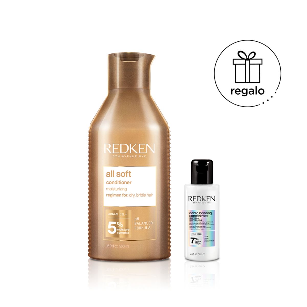 REDKEN - Acondicionador All Soft 500 ML para cabello seco + Shampoo Acidic Bonding Concentrate 75 ml