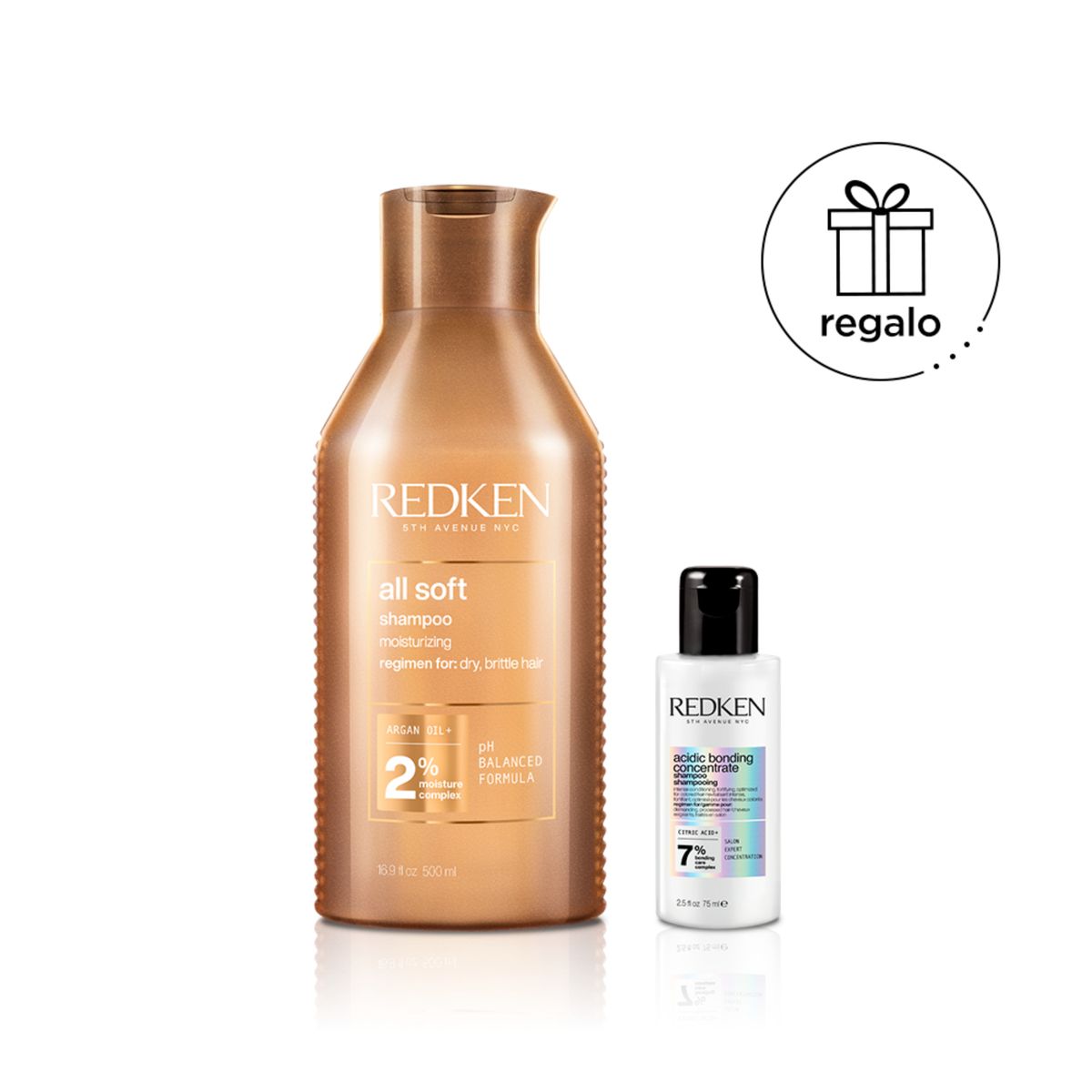 REDKEN - Shampoo All Soft 500 ML para cabello seco + Shampoo Acidic Bonding Concentrate 75 ml