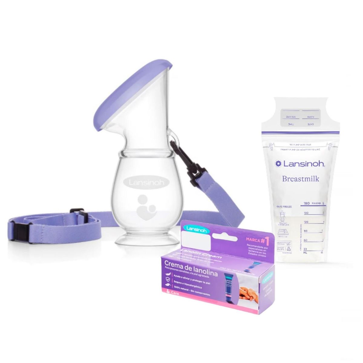 LANSINOH - Pack Recolector De Leche + Bolsas De Almacenamiento X200 + Lanolina 40gr