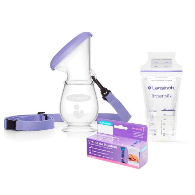 LANSINOH - Pack Recolector De Leche + Bolsas De Almacenamiento X200 + Lanolina 40gr