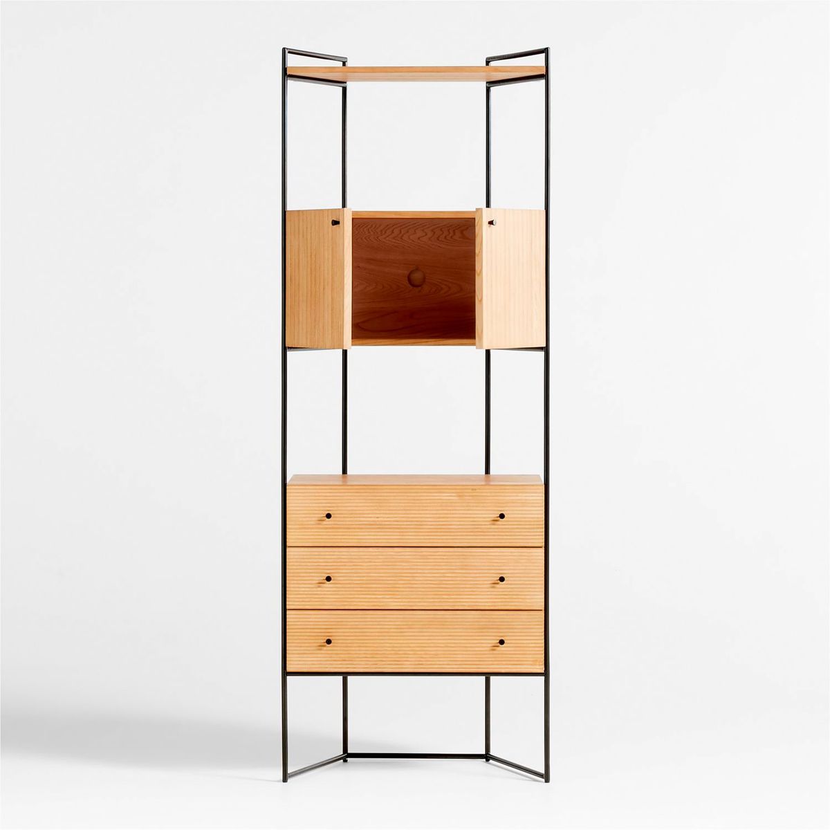 CRATE & BARREL - Estante Librero Evie 3 Cajones 2 Puertas 2 Espacios