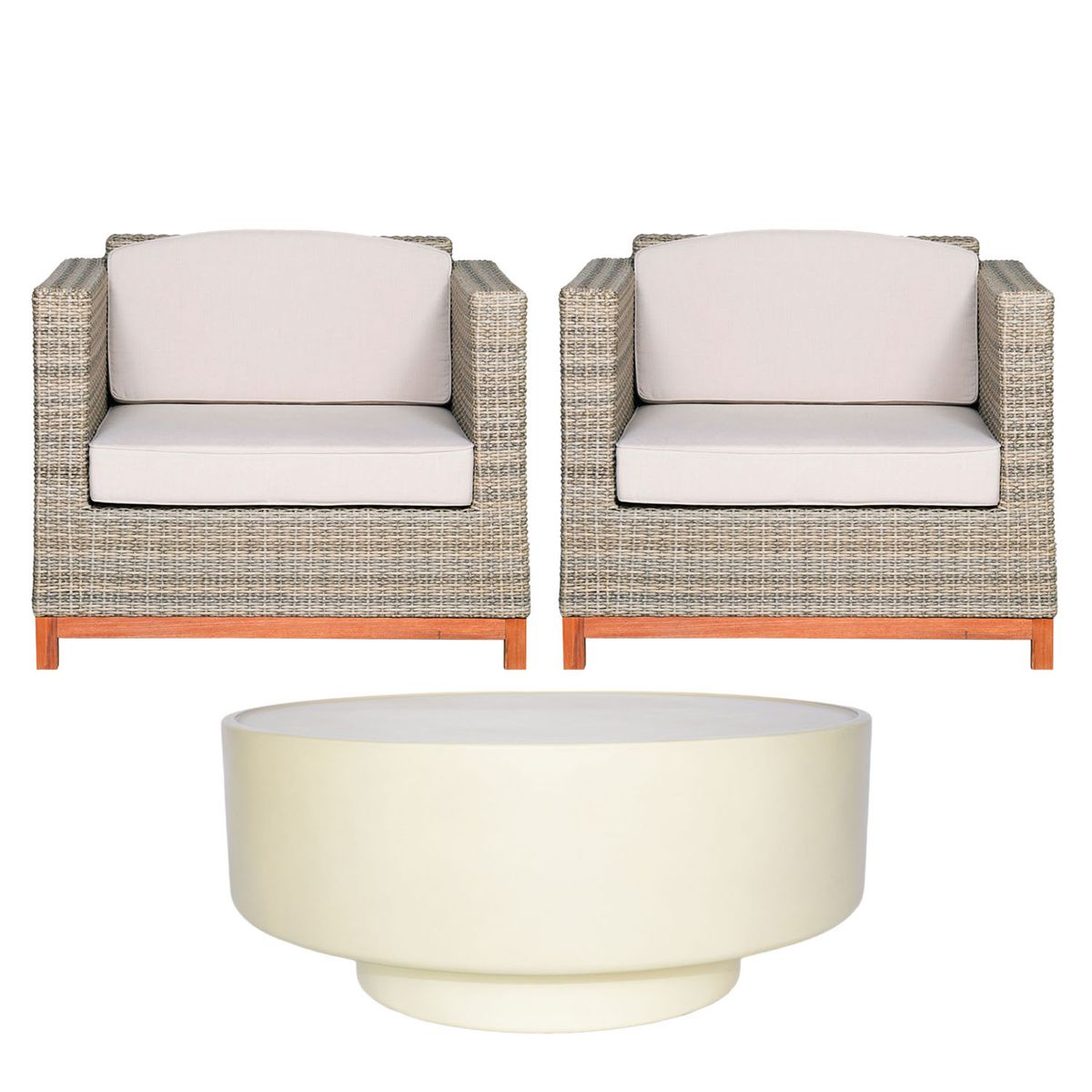 BASEMENT HOME - Juego de Sala de Terraza Capetown 1-1 + Mesa de Centro Luna