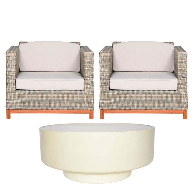 BASEMENT HOME - Juego de Sala de Terraza Capetown 1-1 + Mesa de Centro Luna