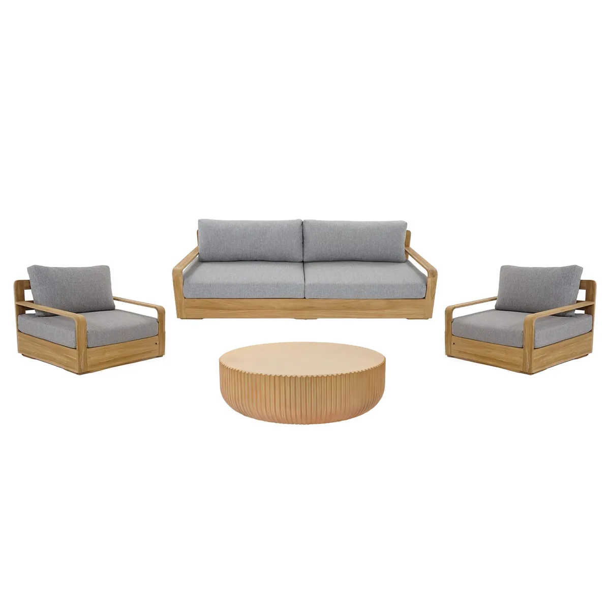 BASEMENT HOME - Juego de Sala de Terraza Mandala 3-1-1 + Mesa de Centro Atenea Natural