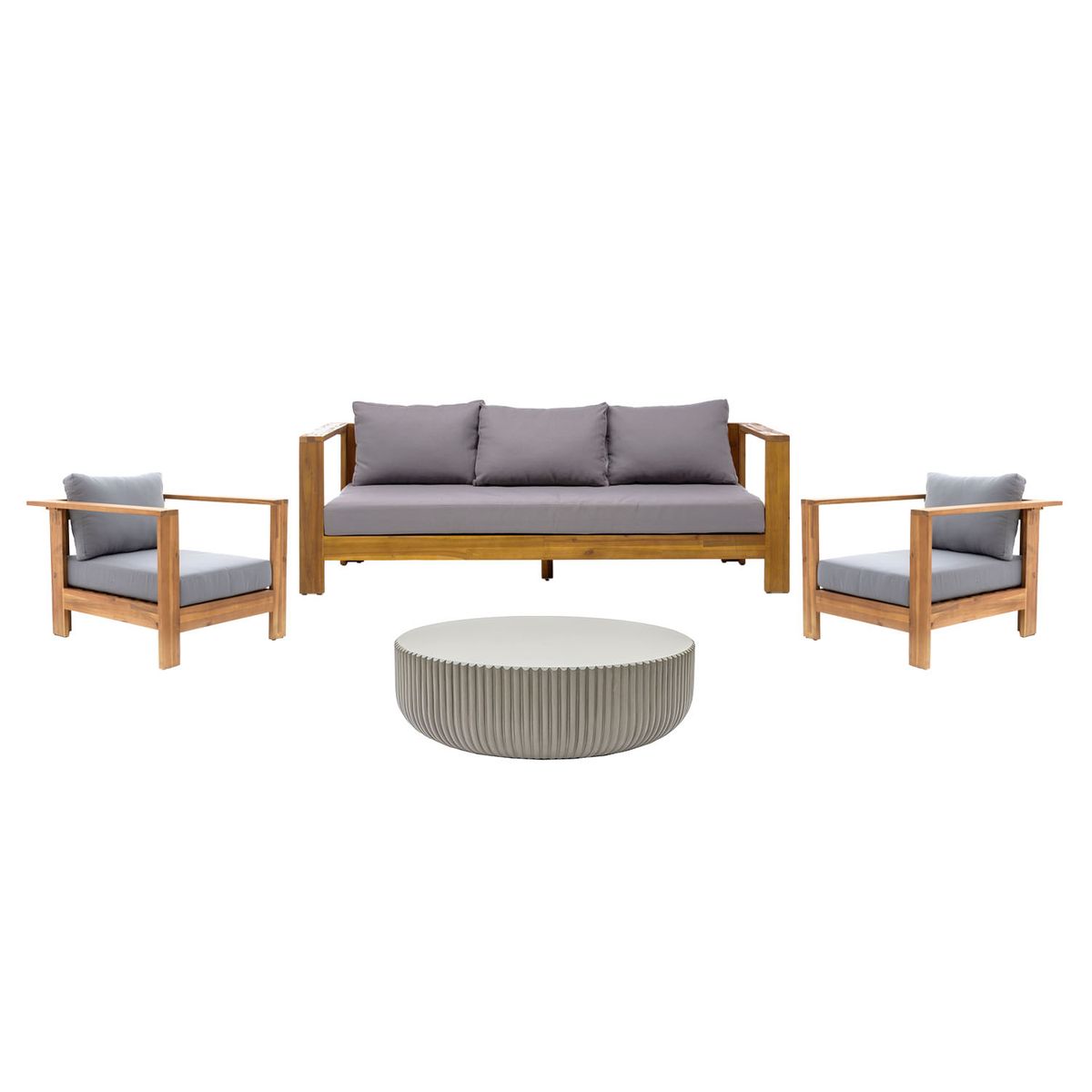 BASEMENT HOME - Juego de Sala de Terraza Santa Monica 3-1-1 + Mesa de Centro Atenea