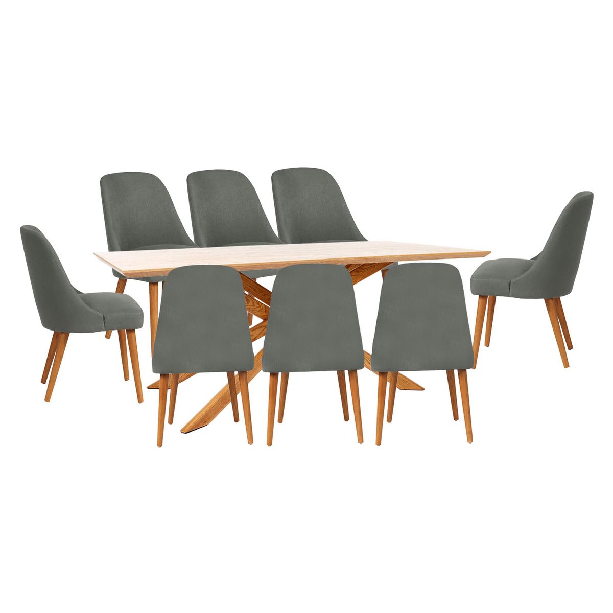 BASEMENT HOME - Juego de Comedor Gregorio Kant 8 Sillas Gris Oscuro