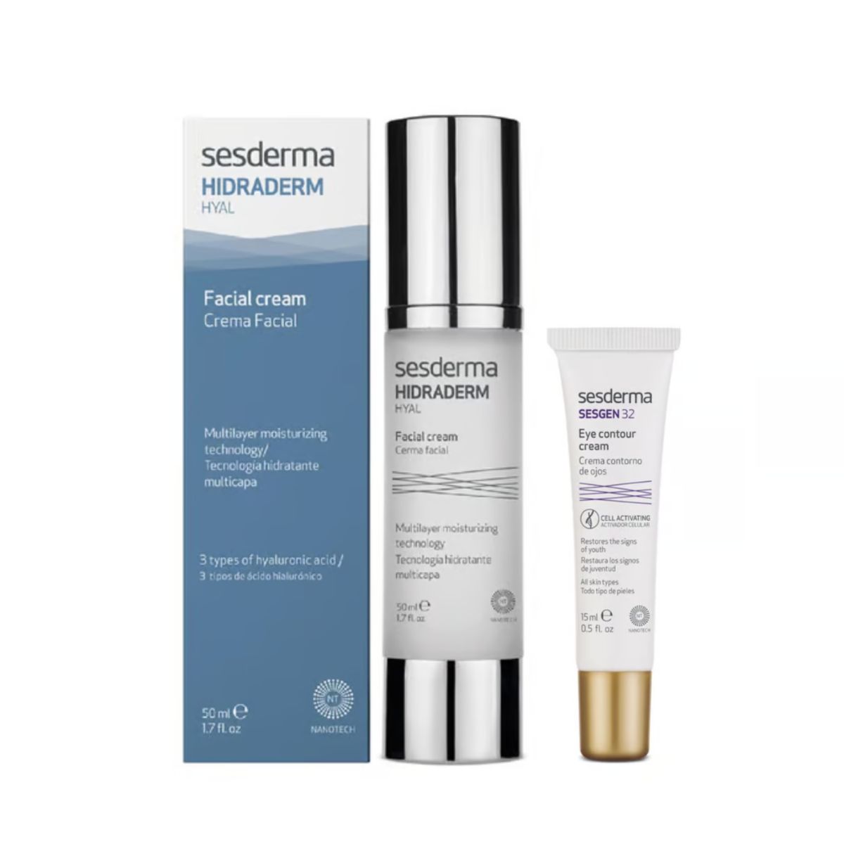 SESDERMA - Pack Hidratación: Hidraderm Hyal Crema + Sesgen 32 Contorno De Ojos Sesderma