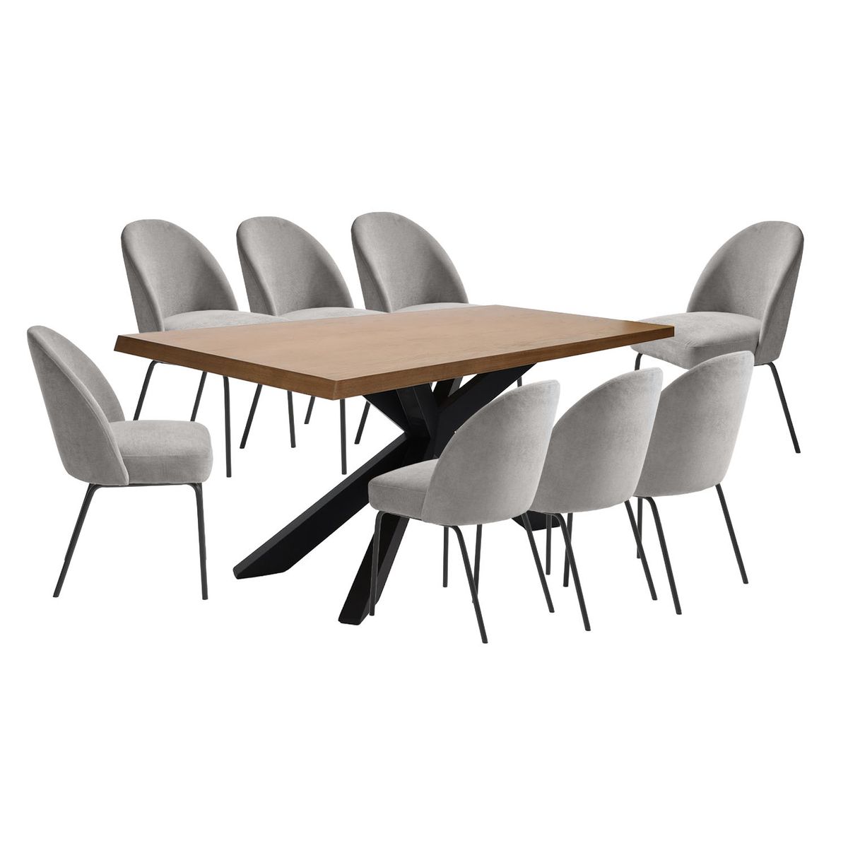 BASEMENT HOME - Juego de Comedor New Arno Creston 8 Sillas Gris